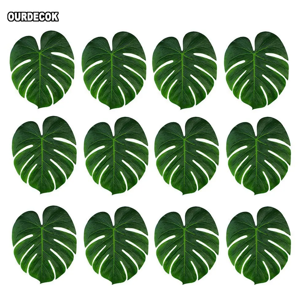 

24pcs 35x29cm Artificial Tropical Palm Leaves for Tropical Party Decorations Wedding Hawaiian Halloween Table Decoration