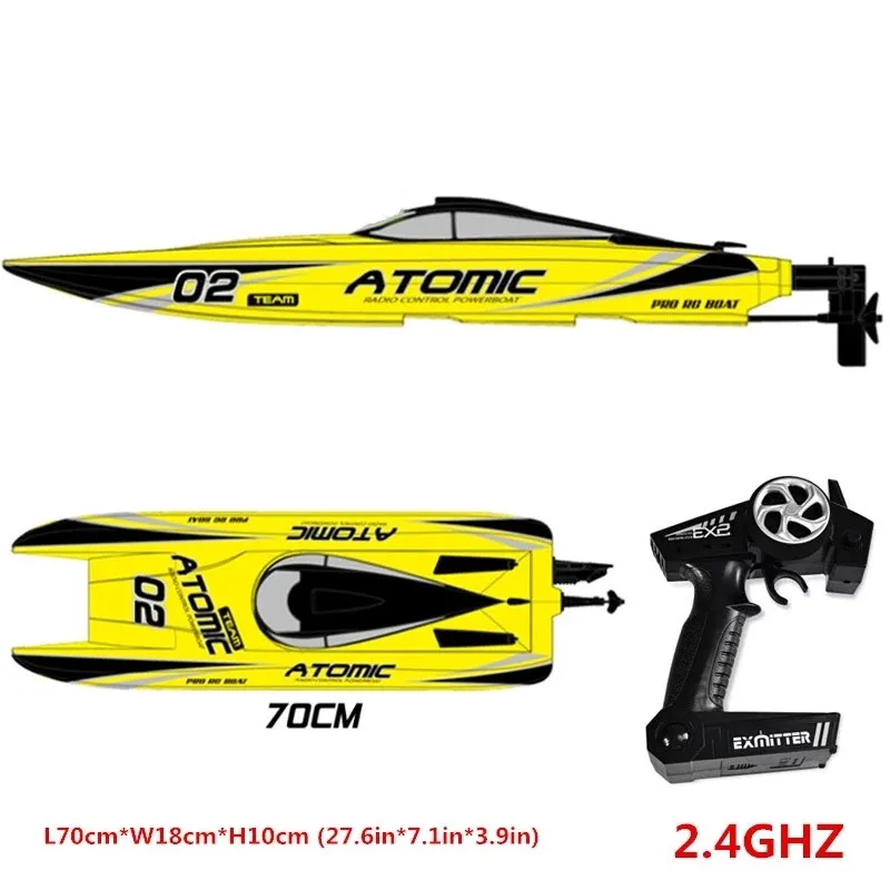 Big L70cm RC Boat 2.4GHZ  Brushless Motor Water-Cooled ESC 40A High Speed Boat Large-Capacity Battery Low Battery Protection