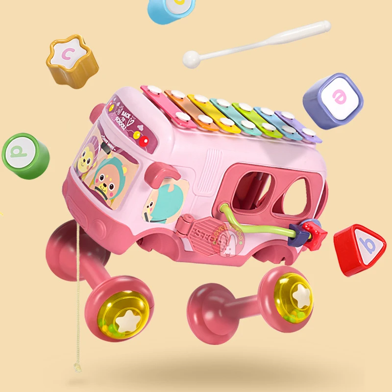 Musical Instrument Baby Rattles Mobiles Toys Xylophone Knock Piano Bus Beads Blocks Montessori Educational Toy For Children