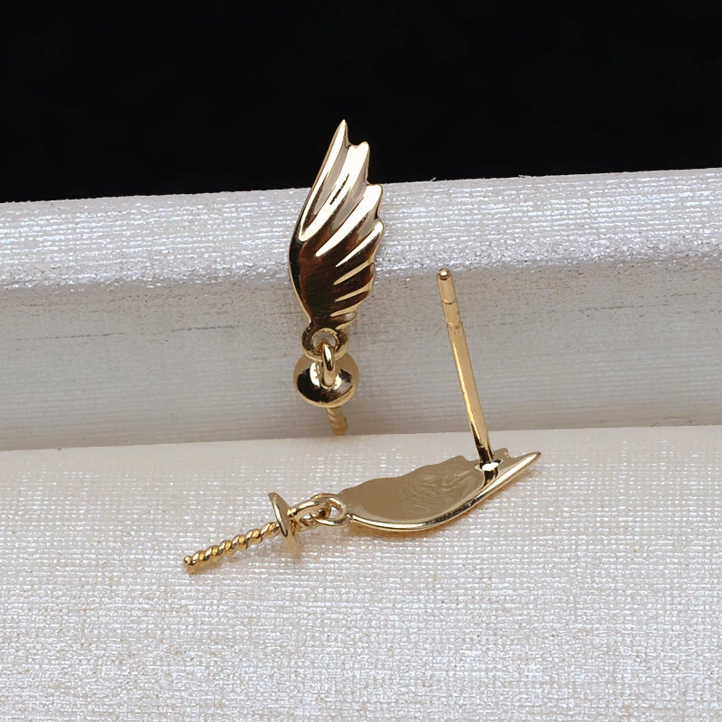 

Wing Shape 18K Gold AU750 Earrings Mountings Findings Mounts Base Jewelry Settings Accessories Part for Pearls Jade Crystal