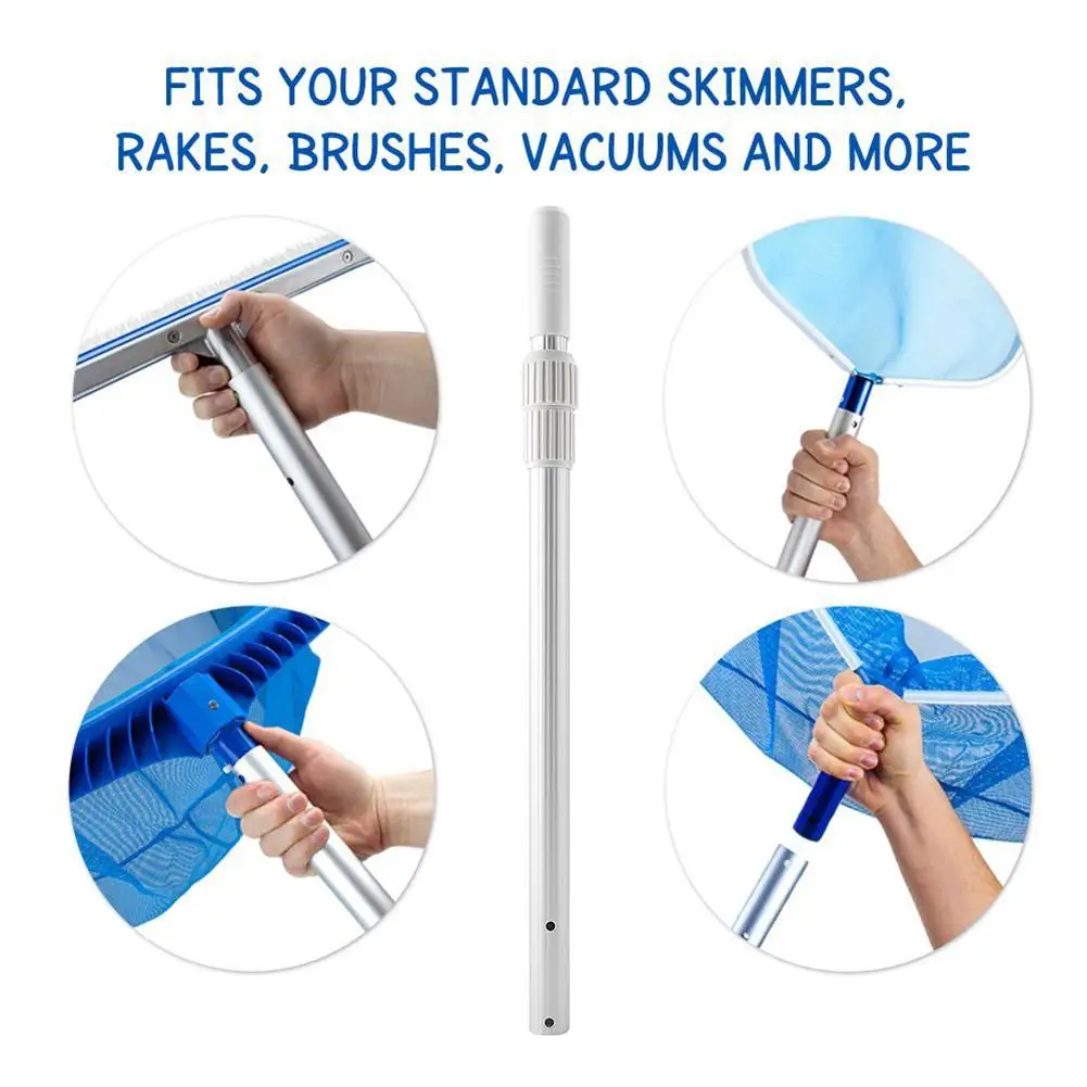 Portable Swimming Pool Skimmer Aluminum Alloy Telescopic Handle Stick Joint For Brush Salvage Net Swimming Pool Tool