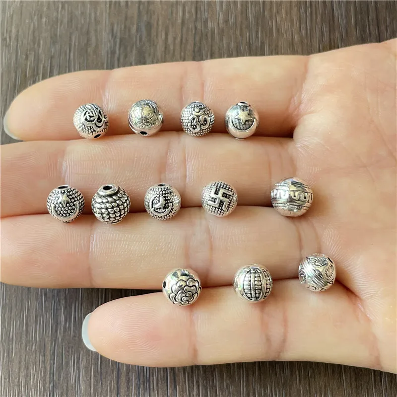 JunKang 120pcs 8-9mm 12 kinds of yoga star moon connector spacer beads DIY bracelet shaped necklace making discovery accessories