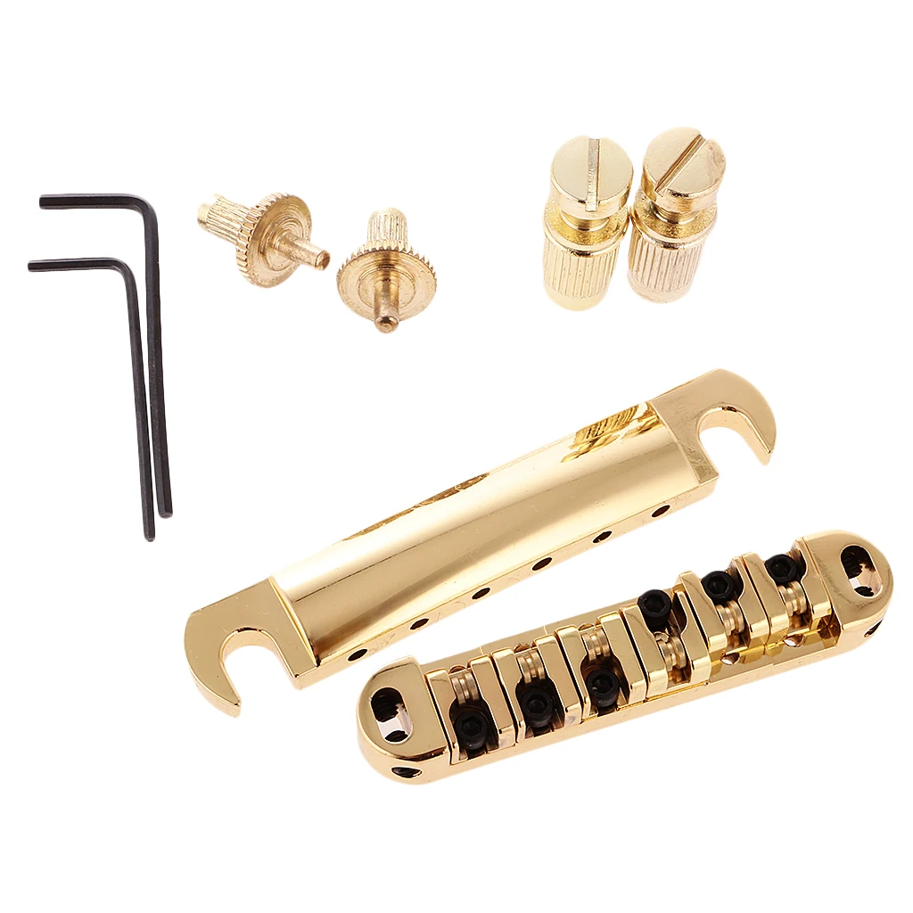 1 Set Metal Roller Saddle Bridge & Tailpiece for Gibson Les Paul Guitar Parts DIY