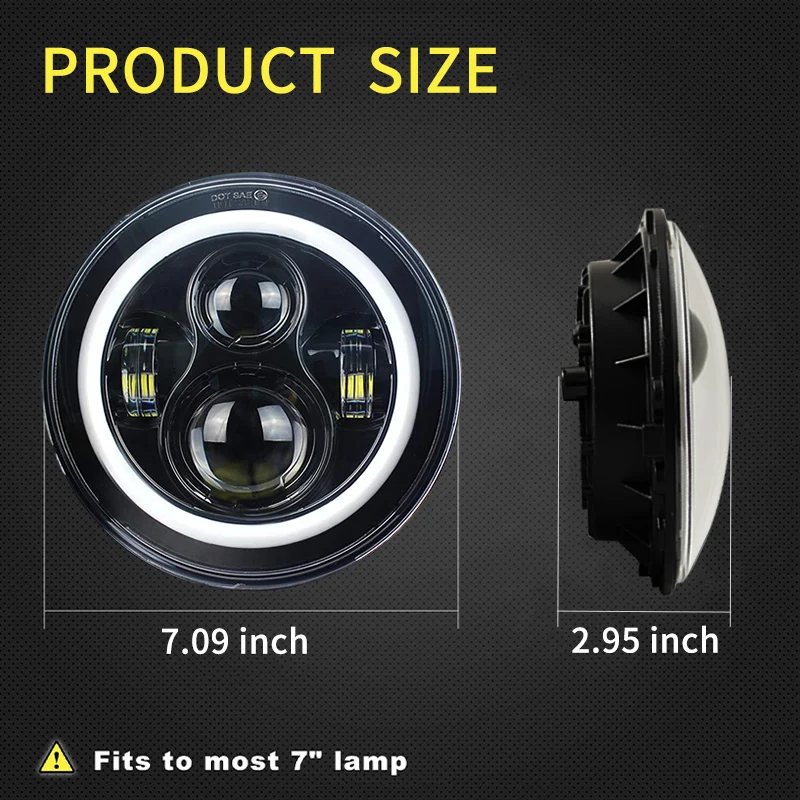 1-2pcs Car LED 7 Inch Round Headlight Conversion Kit For Beetle Classic Lada Niva URBAN For Jeep Wrangler for Suzuki Samurai