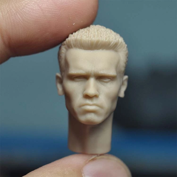 Blank 1/18 Scale Unpainted Terminatosr Arnold Schwarzenegger Head Sculpture White Mode for 3.75