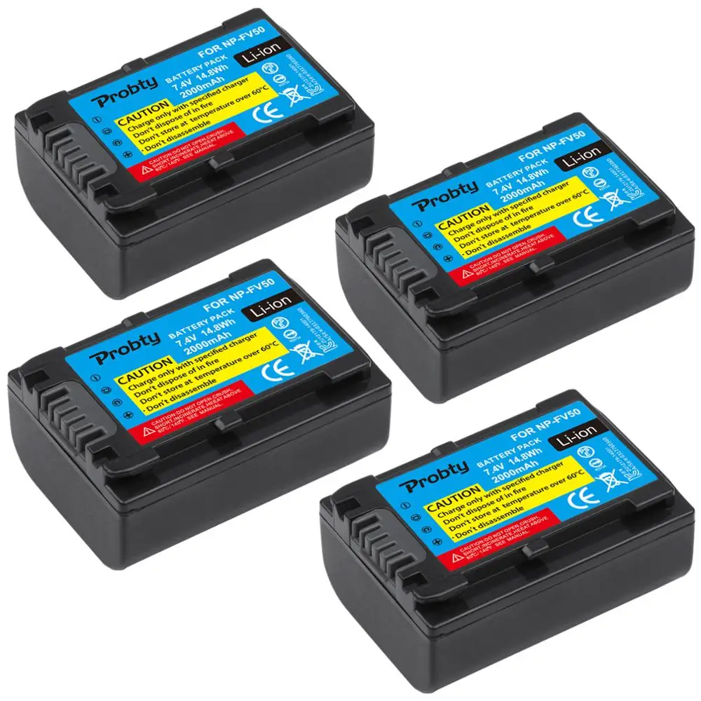 4 Pcs NP FV50 NPFV50 Batteries + LCD Charger For SONY HDR XR550E XR350E CX550E CX350E CX150E DCR SR68E SX83E SX63E SX43E