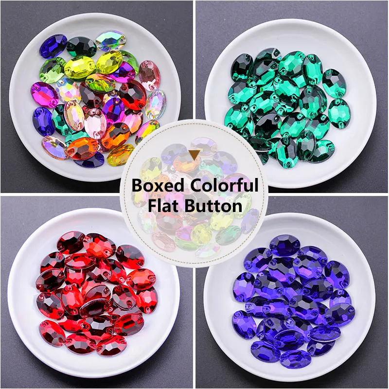 All Size Ab Sew on Rhinestone Oval Egg Colorful Crystal ABsew on Stone Flatback Rhinestone Sewing for Wedding Dress