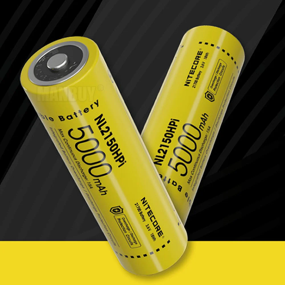 Imagem -04 - Nitecore i Série de Íon de Lítio Protegido Li-ion Bateria Recarregável Nl2150hpi 21700 5000mah 3.6v Botão Superior para Lanterna Elétrica