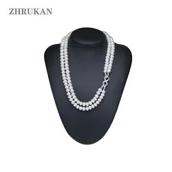 2020 Real Natural Freshwater Pearl Necklace 8-9mm Silver Pearl Chokers Necklaces For Women Jewelry Fashion Birthday Gift