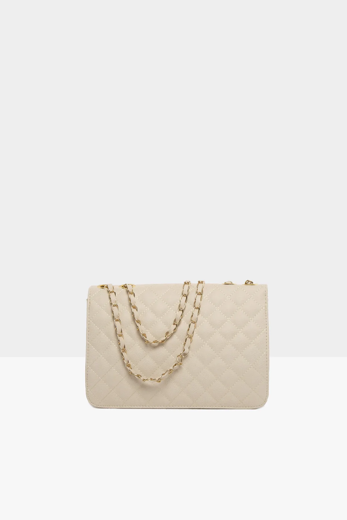 Cream Women \'S Quilted Chain Box Bag