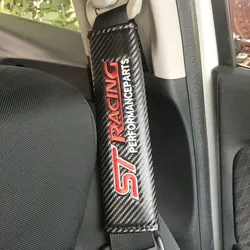 2PCS/set ST Racing Carbon Fiber Seat Belt Cover Shoulder For Ford Focus  MK2 MK3 Fiesta Mondeo Escape