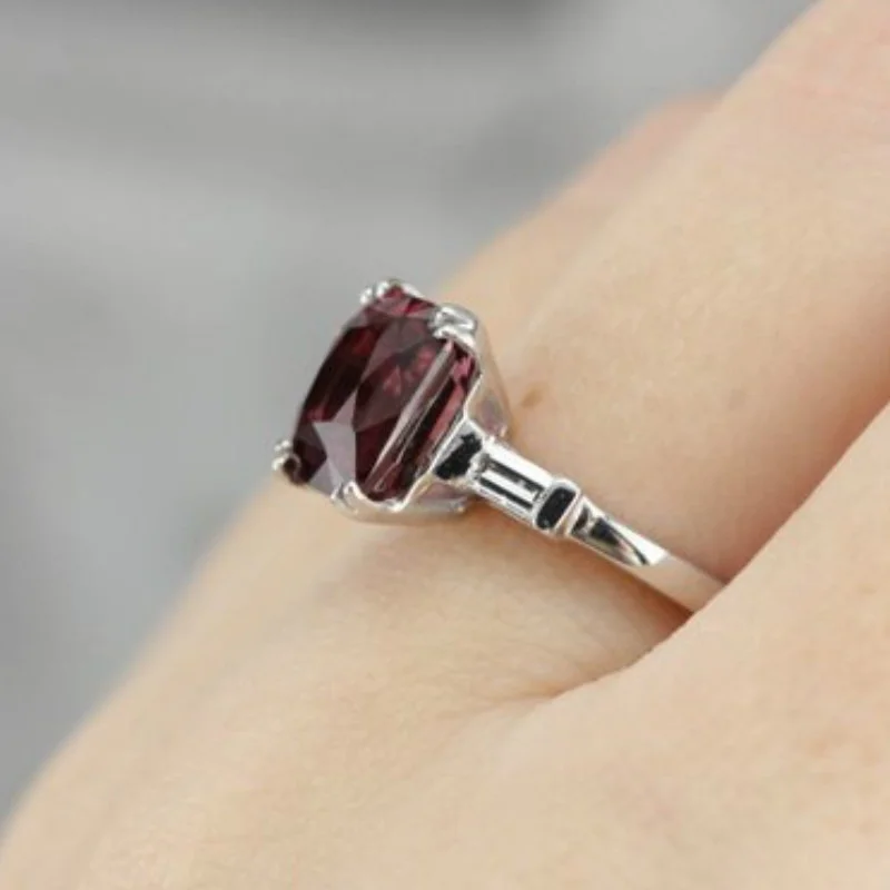 Fashionable Romantic  Garnet Female Creative Engagement Bridal Princess Anniversary Ring Size 6-11 image 2