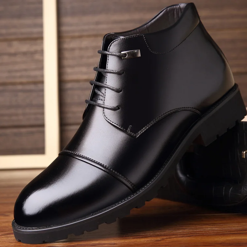 

Pop Handmade Men Genuine Leather Winter Boots High Quality Snow Men Boots Ankle Boots For Men Business Dress Shoes Men