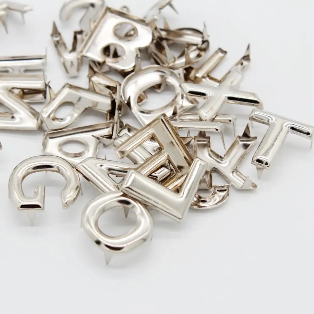 208Pcs DIY Alphabet Letter A - Z Metal Rivets Claw Stud For Bags Clothes Hats Decor