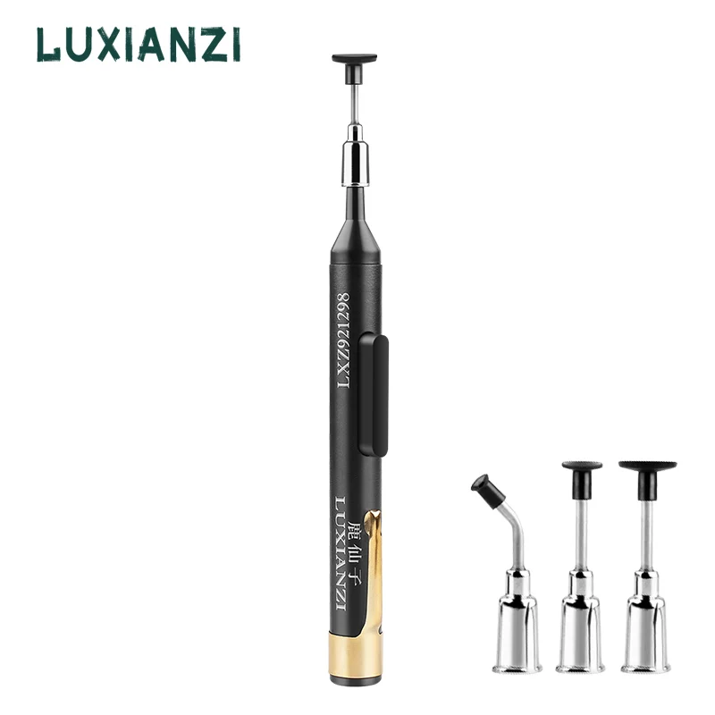 LUXIANZI Anti-static Vacuum Sucking Suction Pen Set For Solder Desoldering IC SMD Tweezer Pick Up Hand Tool with 3 Sucker Head