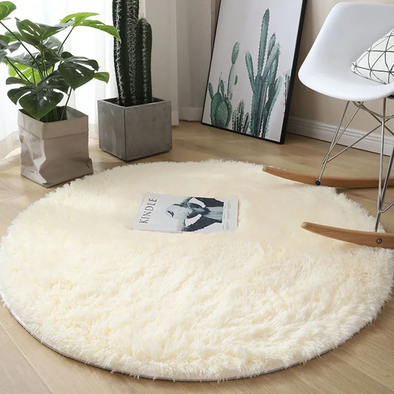 Alfombras White Round Carpet Soft Fluffy Faux Fur Rug For Living Room Bedroom Rug Mat Plush Shaggy Carpet Nonslip Kids Room Mat