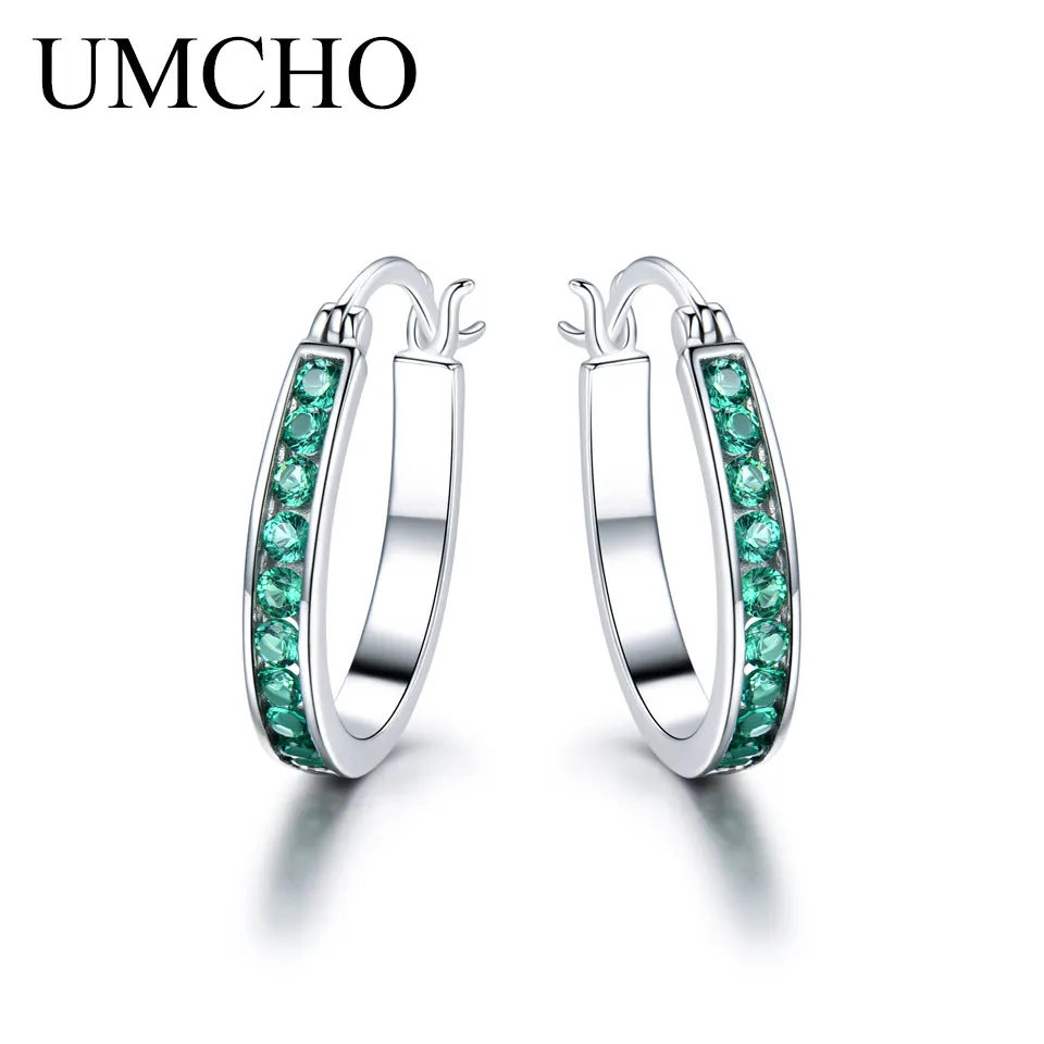 UMCHO 925 Sterling Silver Clip Earrings For Women  Emerald Gemstone Wedding Engagement Fine Jewelry Valentine Gift