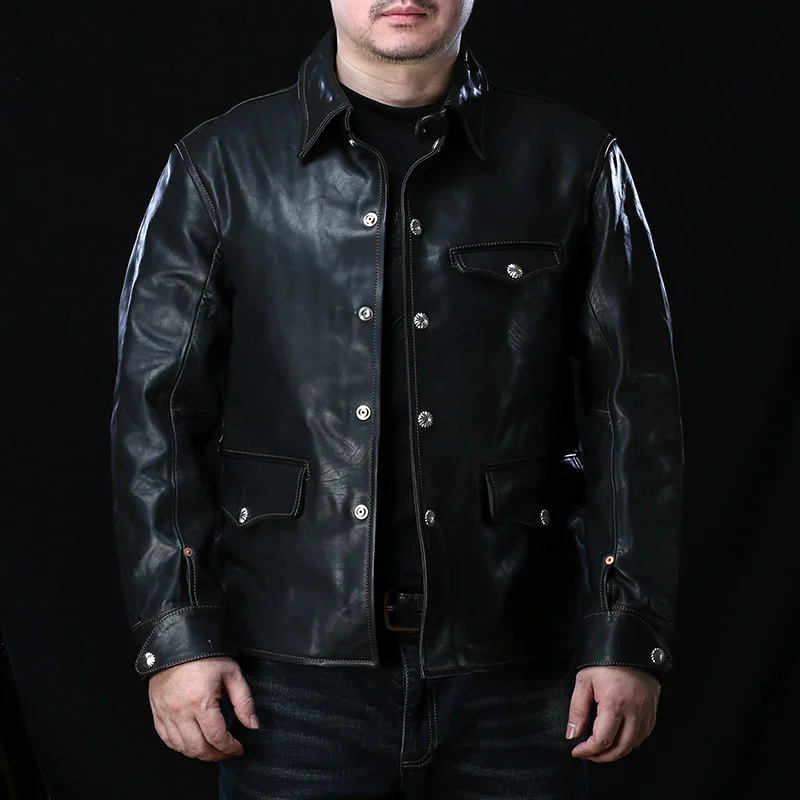 

SZY1000 Rock Can Roll Read Description! Asian Size Super Quality Genuine Horse Leather 85% Wool Lining Horsehide Stylish Jacket