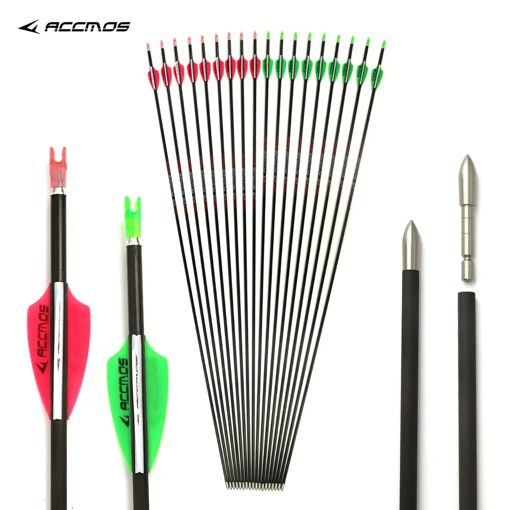 

Pure Carbon Arrow Shaft Archery Arrows for Compound Recurve, Traditional Bow Hunting, ID 4.2mm, 300-1800, 32Inch , 6-12 Pcs