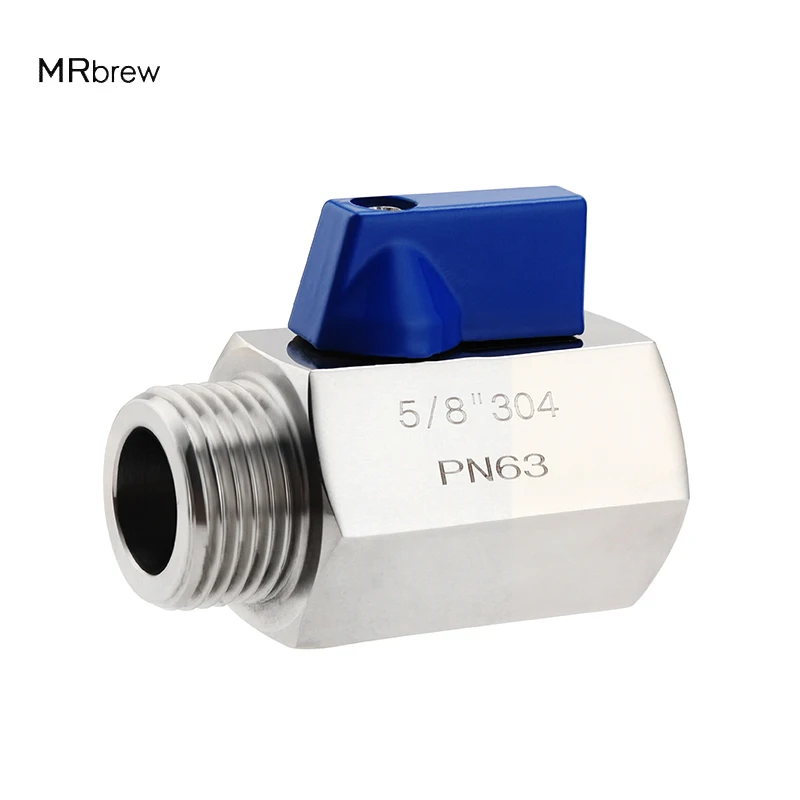 5/8 ''BSP PN63 Mini zawór kulowy, stal nierdzewna 304 Mini sanitarny zawór kulowy żeński na męski do piwa Homebrew Keg Coupler