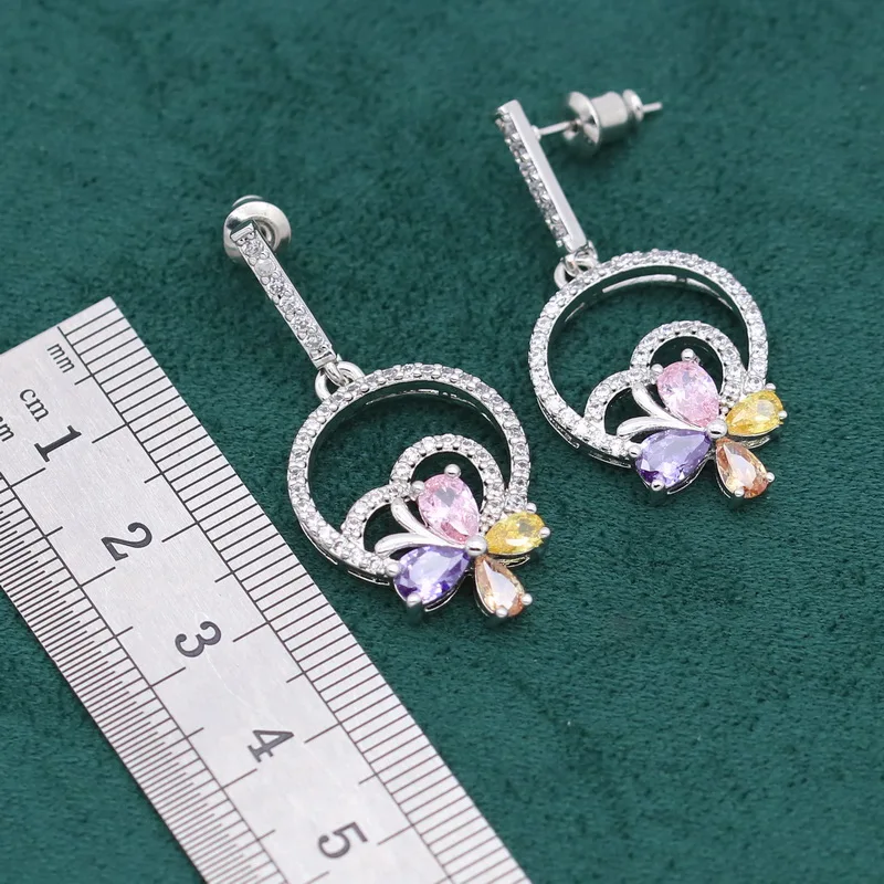 Plant Multi Color Zircon 925 Silver Jewelry Sets For Women Bracelet Earrings Necklace pendant Ring Gift