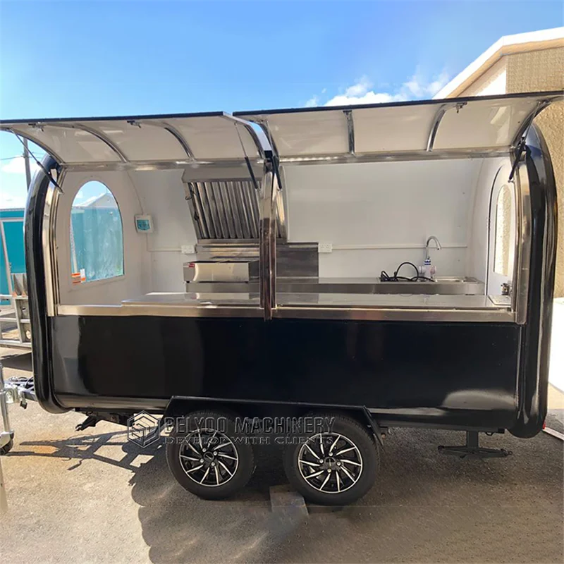 Belyoo Fast Food Kiosk Ice Cream Truck Hot Dog Stand Mini Portable Snacks Shop Food Trailer Mobile Food Carts for Sale