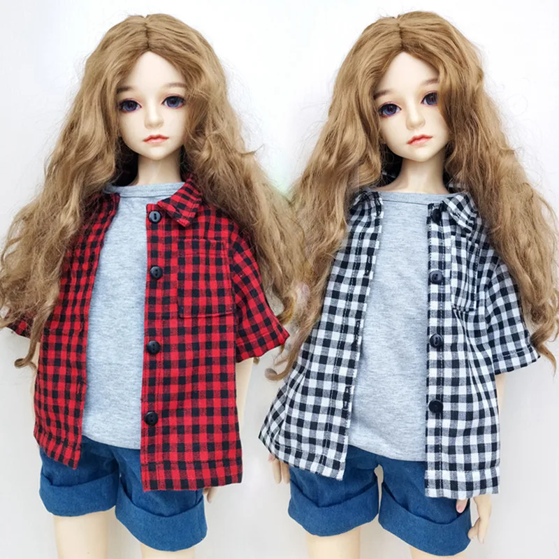 1/3 1/4 1/6 Doll Clothes Fashion Casual Plaid Shirt Mini Simulation T-shirt For Dolls Accessories Handmade Clothes For BJD Gifts