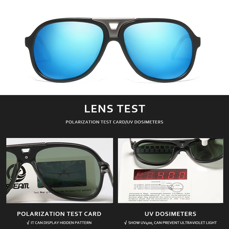 KDEAM Full-rim Pilot Photochromic Sunglasses Polarized Men and Women 100% UV-protective Driving Sun Glasses With Case