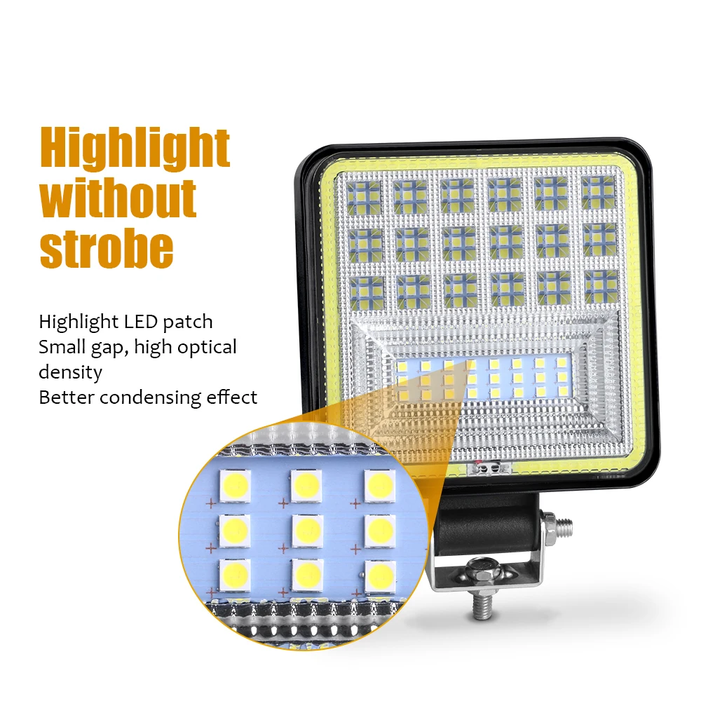 2x 4\'\' LED Work Light for Truck Off Road Tractor SUV 4X4 ATV Car Spot Beam LED Driving Fog Light Bar 12V 24V 6000K White Yellow