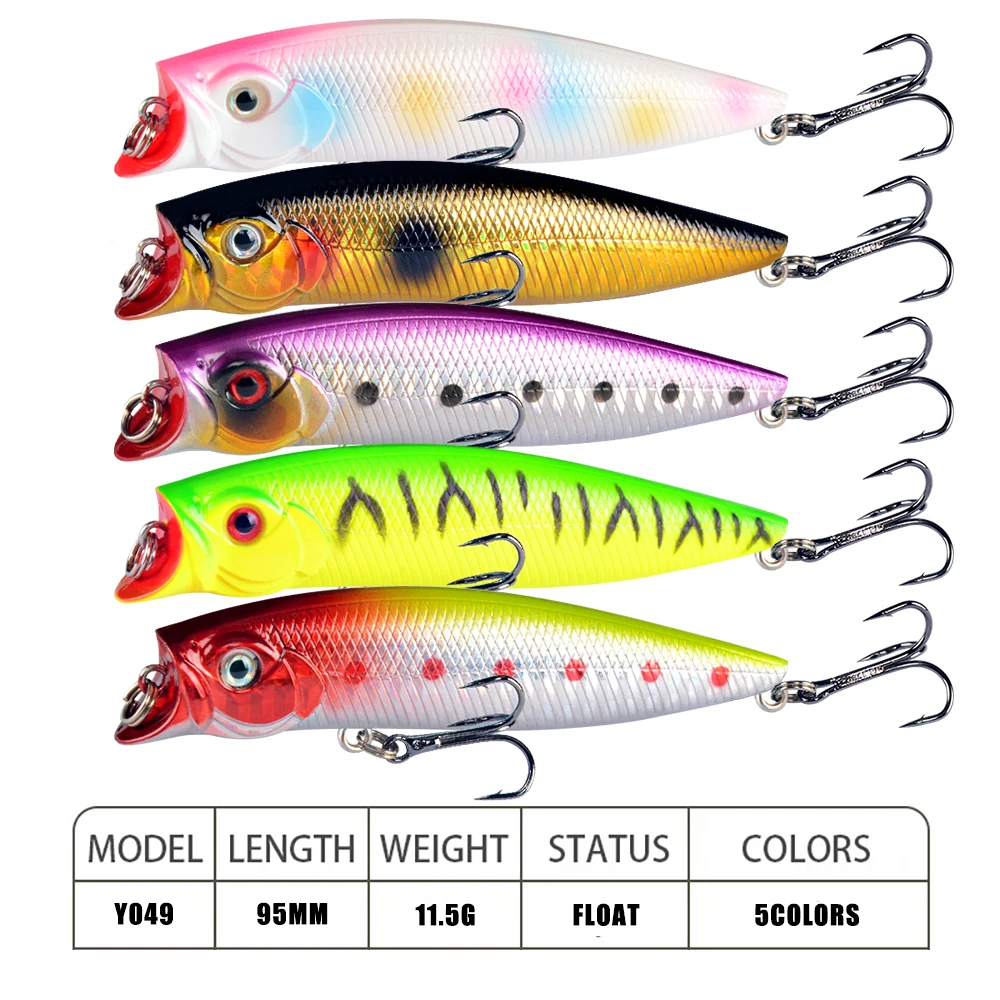 1pcs Hard Popper Fishing Lures Artificial 5 Colors Available 9.2cm/11.5g Hard Baits High Quality Carp Fishing Wobblers Wholesale