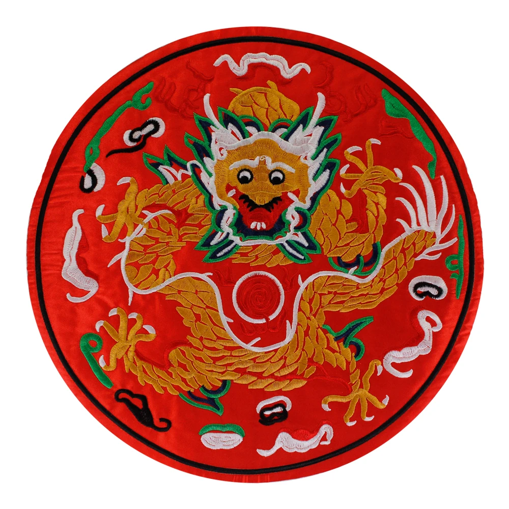 Large Chinese Style Dragon Embroidered Patch Peking Opera Figure Mask Dancing Lion Badge Applique Clothes Decor Sewing Accessory