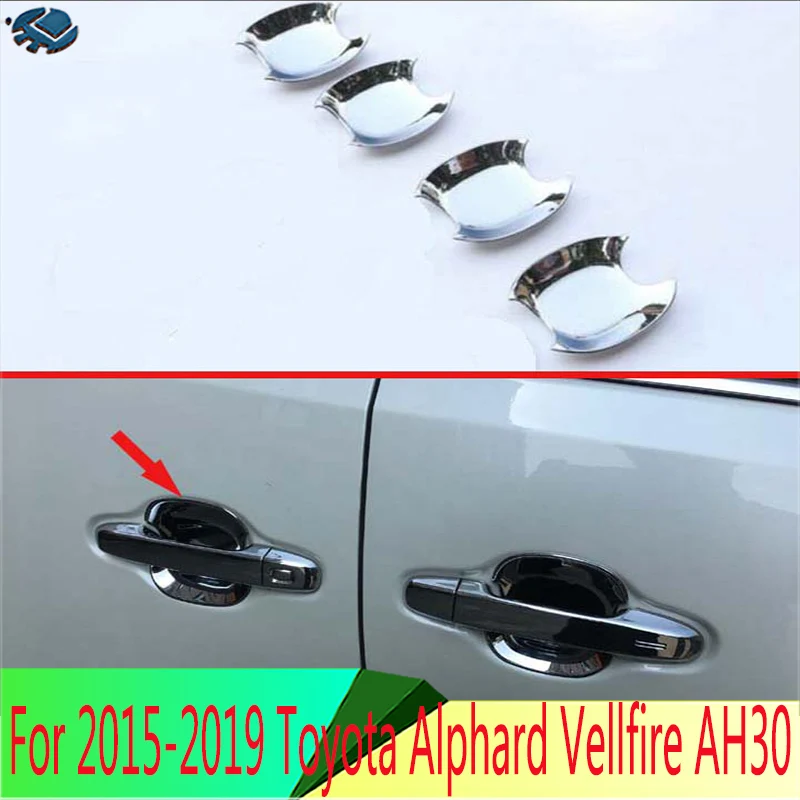 

For 2015-2019 Toyota Alphard Vellfire AH30 2016 2017 2018 Car Accessories ABS Chrome Door Handle Bowl Cover Cup Cavity Trim