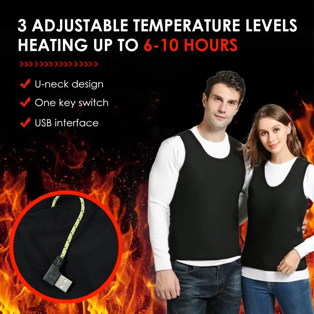 

Smart Electric Heated Vest Warm 3 Adjustable Temperature Levels Abdomen Back Heating Vest for Outdoor Hiking Cycling