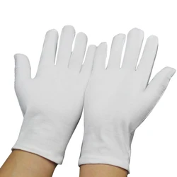 Guantes Blancos de algodón suave, guantes de trabajo finos, etiqueta de trabajo, joyería de monedas, guantes de trabajo de inspección de plata, venta al por mayor, 1 par