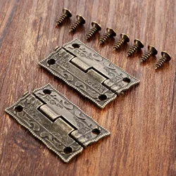 2pcs Antique Bronze Hinges Cabinet Door Drawer Decorative Mini Hinge for Storage Wooden Box Furniture Hardware 35*23mm