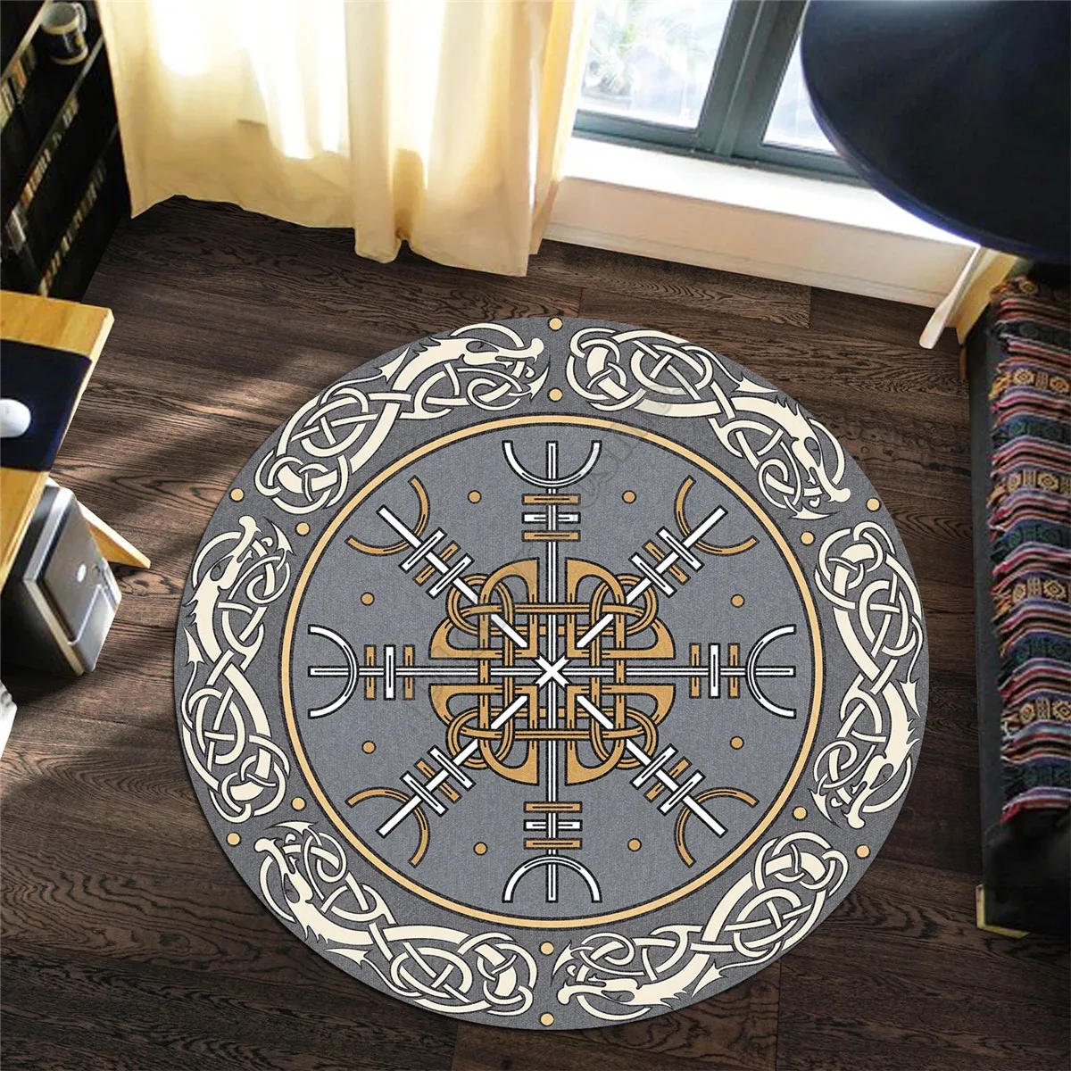 

Viking Style Carpet Helm Of Awe Dragon 3D All Over Printed Rug Non-slip Mat Dining Living Room Soft Bedroom Carpet