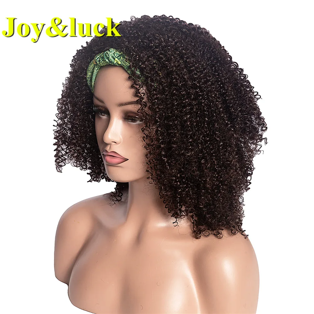 

Joy&luck Puff Turban Wig Wrp and Wig Linked Headband Wigs Short Afro Kinky Curly Synthetic Head Wrap Wig Different Kind Colors