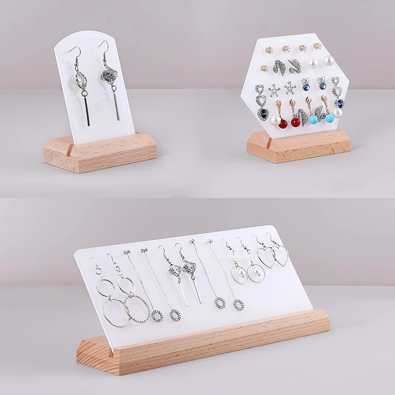 

Wooden and acrylic earring organizer earring stand for jewelry holders jewelery jewellery display case earing props