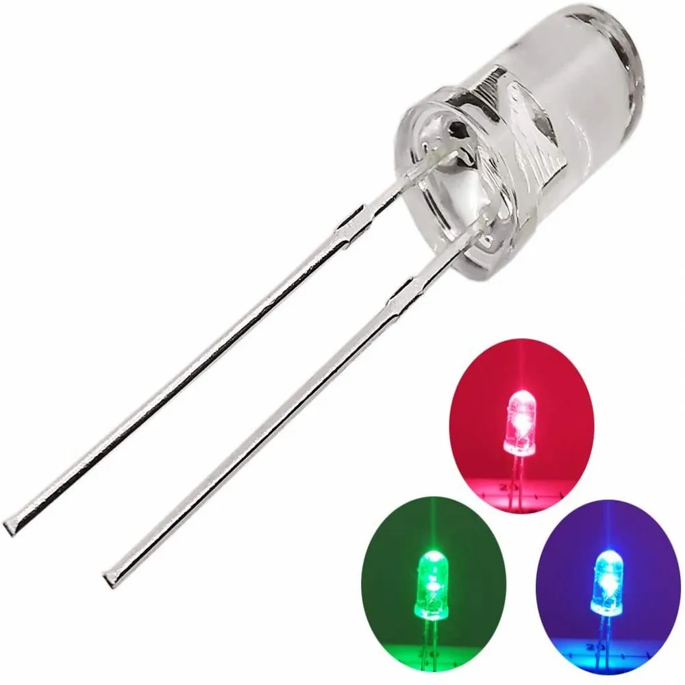 500pcs 8mm LED Diode 8 mm Assorted water clear White Green Red Blue Yellow RGB FAST SLOW DIY F8 Transparent Light Emitting Diode