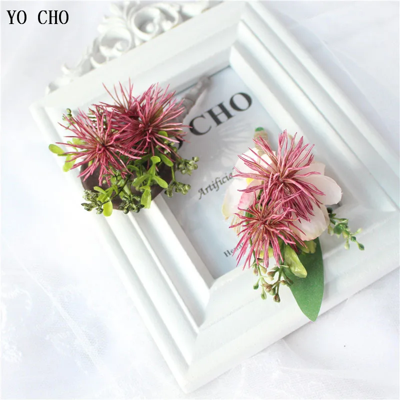 Wholesale Fake Leaves Wrist Flower Wedding Corsage Artificail Plant Man Boutonniere Wedding Brooch Party Prom Dress Decor