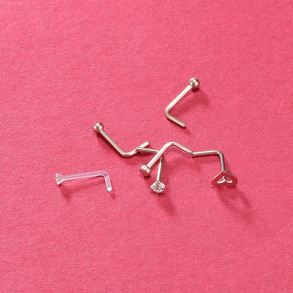 ZS 6PCS Mode Nase Septum Piercing Bolzen Set 18G Edelstahl Nase Septum Bolzen Körper Piercing Schmuck für Nase Piercing – Detail 6
