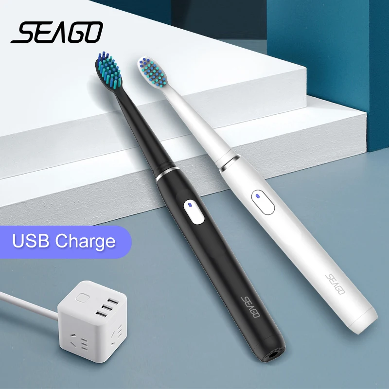 

SEAGO электрическая Зубная щётка USB Перезаряжаемые взрослых Водонепроницаемый Sonic зубная щетка 4 режима для путешествий с 3 Насадка для зубных щеток безопасный подарок