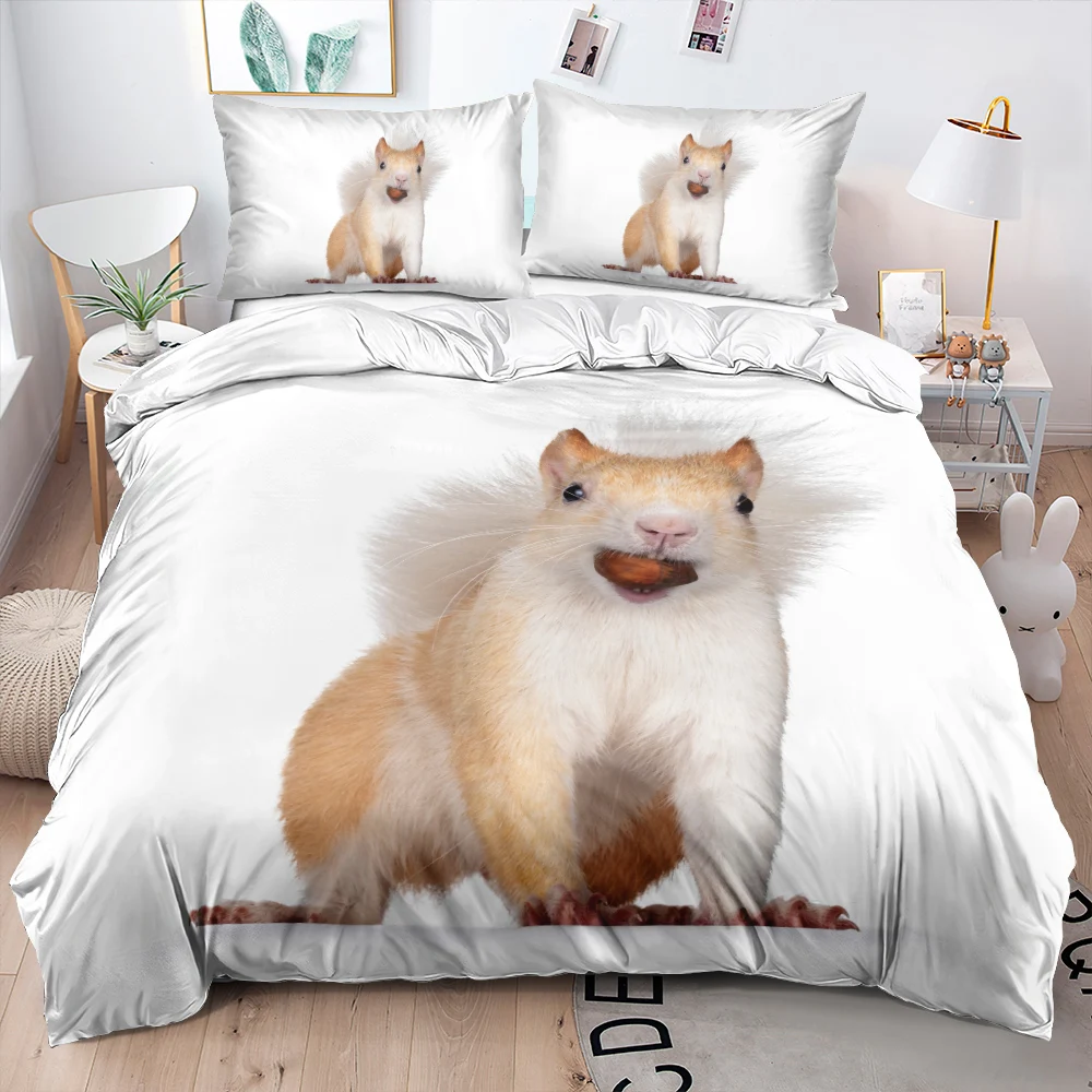 

Simple Duvet Cover Set Animal 3D Bed Linen Cute Squirrel King Queen Full Twin Quilt/Comforter Covers Bed Sets White Bedding Sets