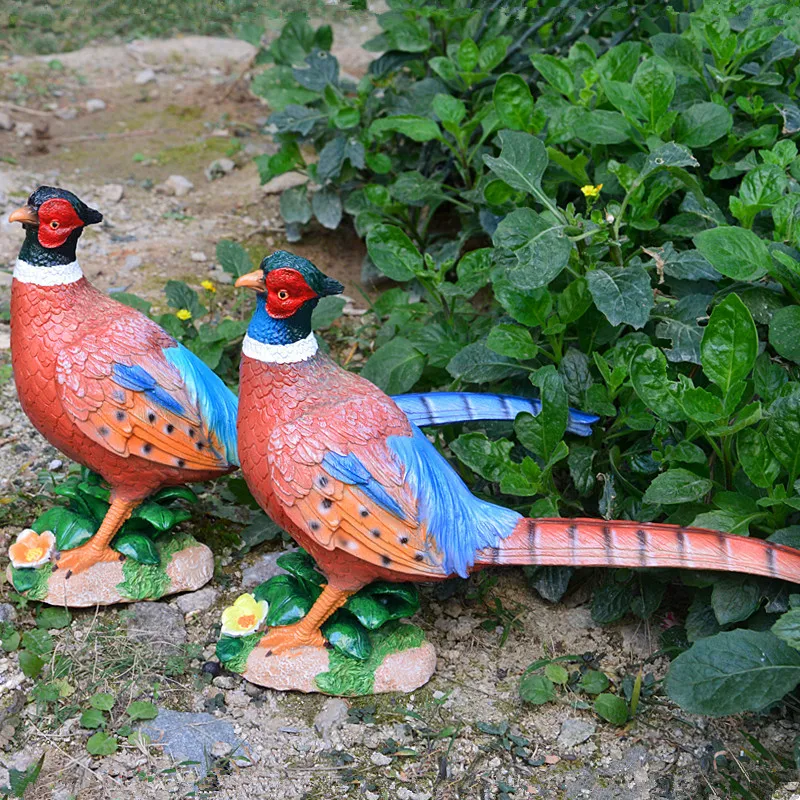 Simulation Pheasant Resin Statue Landscape Craft DIY Ornament for Courtyard Gardening Scenic Sculpture Home Decor