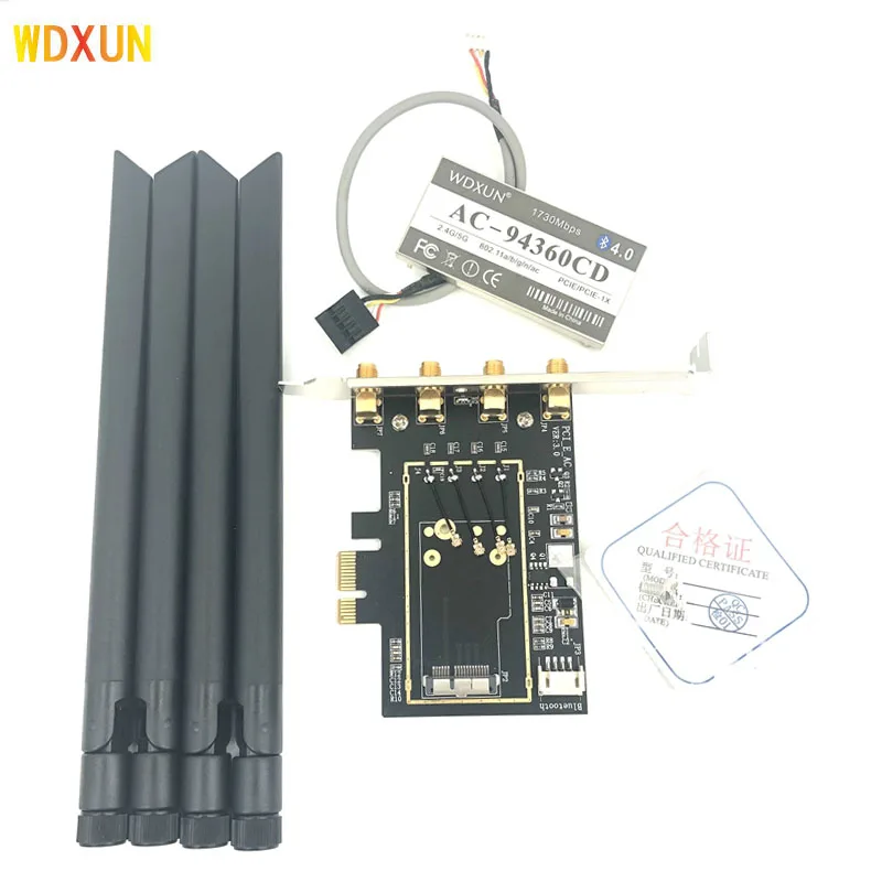 mini pci-e network card for desktop pci-e converter adapter for 7260hmw AX200  BCM94060CD wifi bluetooth desktop WIFI PC CARD