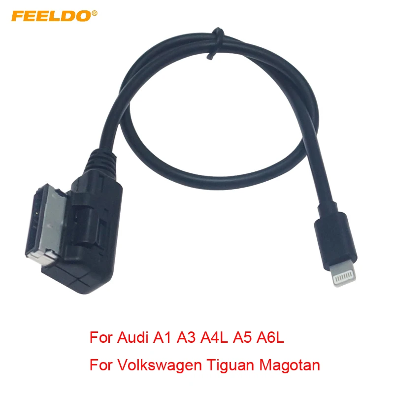 FEELDO AMI/MDI Interface To Lightning Jack Power Charger Only Adapter Cable For Audi/Volkswagen Car(Model Year:2009~2014)