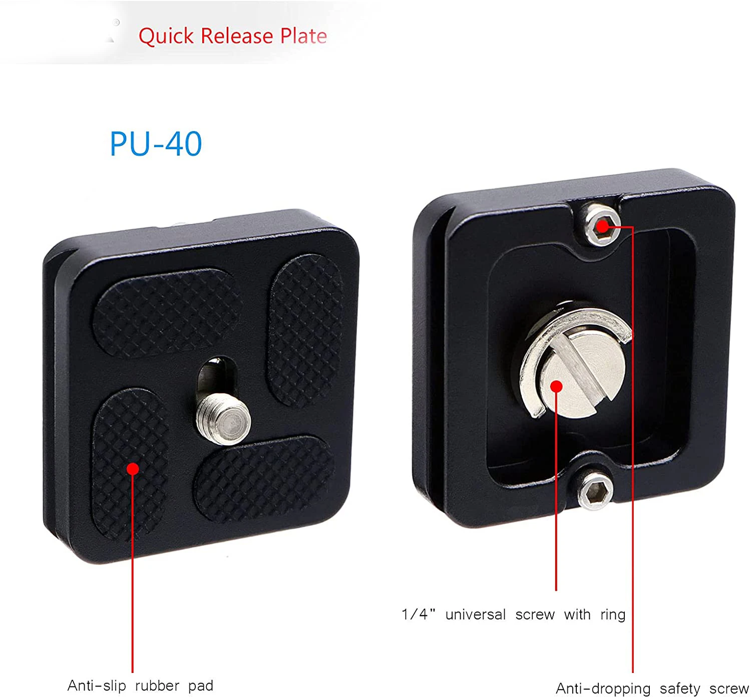 Pu-40 Aluminum Metal Quick Release Plate with 1/4