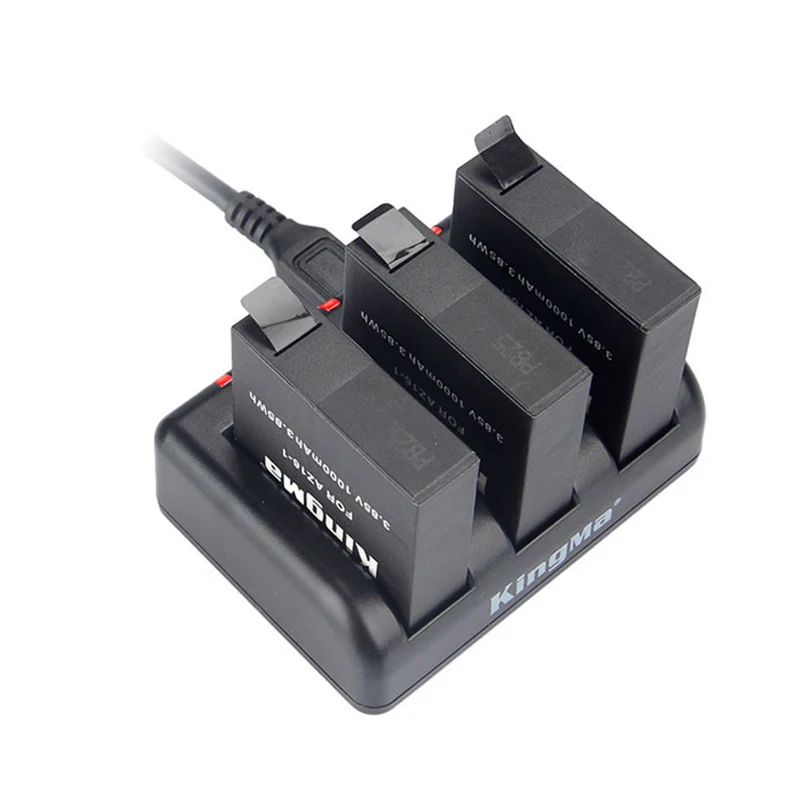 2Pcs Original König Ma Xiaomi Yi 4K Lite 4k Batterie 3 slots Ladegerät für original xiaomi yi 2 xiaoyi 4k plus kamera zubehör