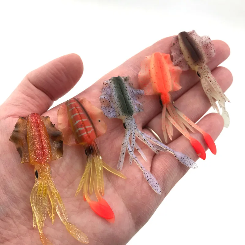 TEASER S0312g 7gLuminous الحبار الأخطبوط طعوم لينة السحر الاصطناعي دودة الصيد سيليكون باس PikeSwimbait القفز الطعوم البلاستيكية