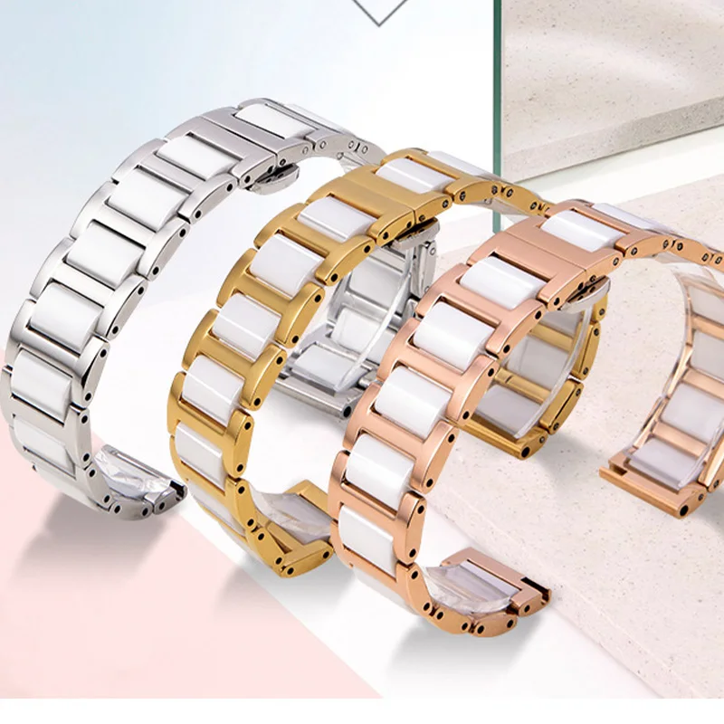 Ceramic Bracelet in stainless steel watchband 14mm 16mm 18mm 20mm 22mm 24mm Watch Strap Women Man Fashion Wristwatches band Tool